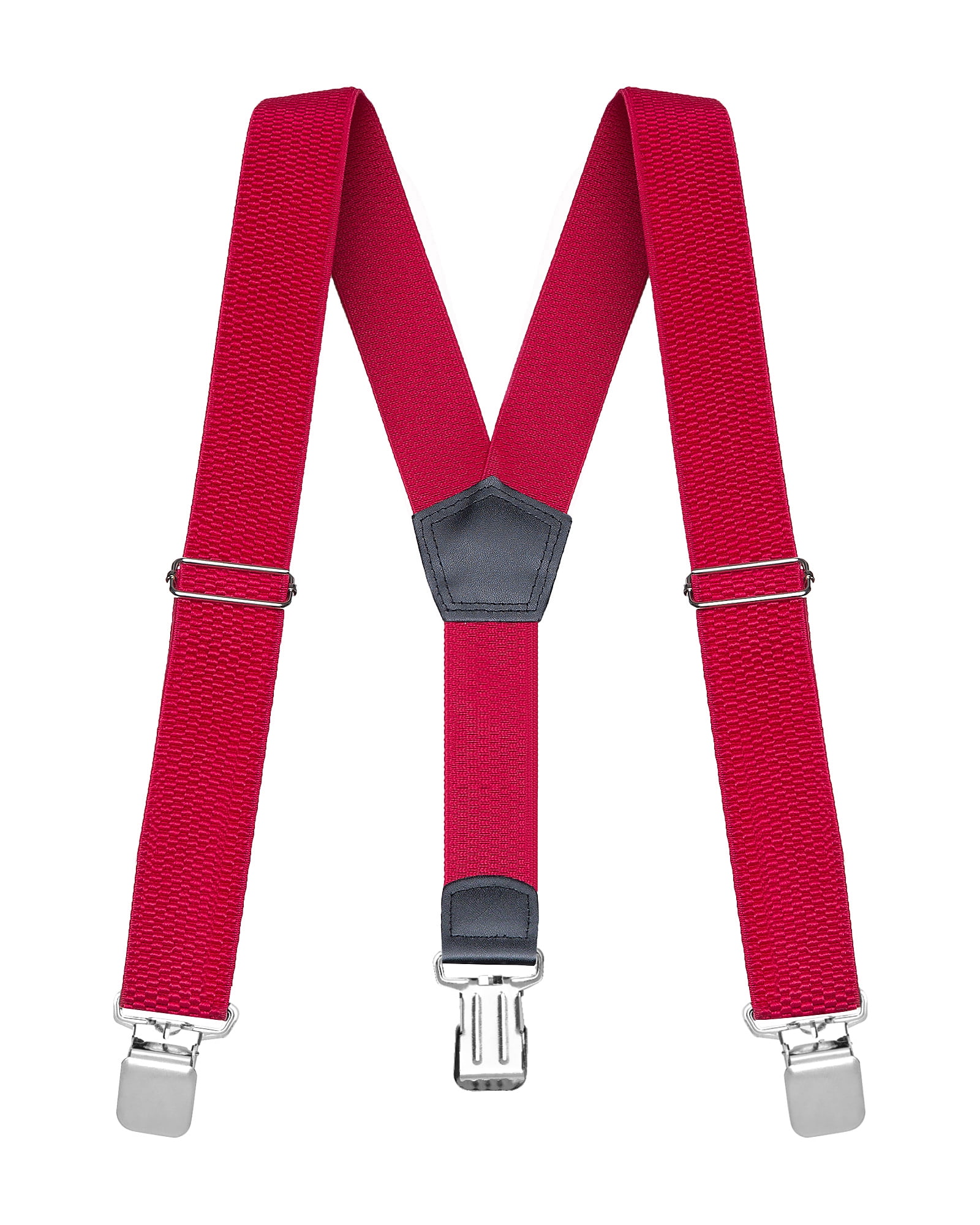 Buyless Fashion Leather End Suspenders for Men 48 Elastic Adjustable Straps 1 1/4 Y Shape