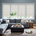 thumbnail image 5 of Keego No Drill No Tool Motorized Zebra Shades Blinds Remote Control Dual Layer Roller Shades Blackout Window Treatment - Apricot, 31"W x 56"H, 5 of 8