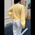 thumbnail image 4 of Cárdigan Corto de Punto con Botones para Mujer, Moderno Cárdigan de Otoño con Cuello Redondo y Larga. Amarillo L, 4 of 7