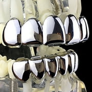 مجموعة جريلز أسنان ذات قطع أعمق ، فضية اللون ، أعلى 6 وأسفل ، ستة مشاوي مسبقة الصنع