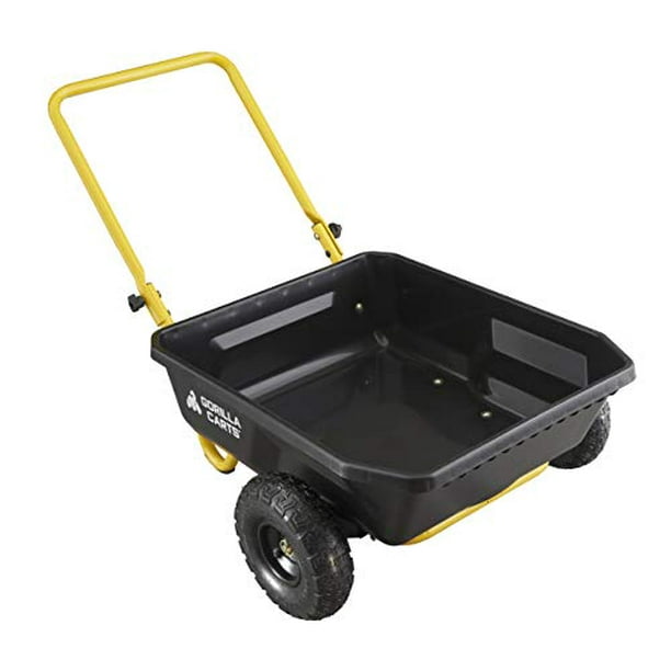 Gorilla Carts Gcr 4 Cu Ft 300 Pound Capacity Poly Yard Cart Black Yellow Com Gorilla Carts Gcr 4 Cu Ft 300 Pound, Poly Garden Cart