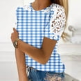 thumbnail image 2 of Camisas de Manga Corta para las Mujeres Impresión Cuello Redondo Suéter Encaje Camisa, Blusa de Verano Casual para las Mujeres, 2 of 5