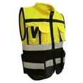 thumbnail image 2 of Reflective Safety Vest High Visibility Zipper Front Soft Collar Security Vest with Pockets for Working Yellow Black XL 175, 2 of 13