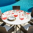 thumbnail image 5 of Valentines Round Tablecloth 55-60 Inch Round Fitted Table Cloth with Elastic Edge, Watercolor Love Heart Botanical Waterproof Table Cover Protector for Outdoor Picnic Party Dining, 5 of 6