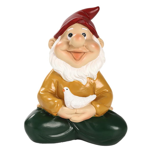 Bearachild Decoraciones de jardín creativas, artesanías de resina de enanos meditadores interesantes, estatuas de dibujos animados lindos, regalos al aire Artesanía