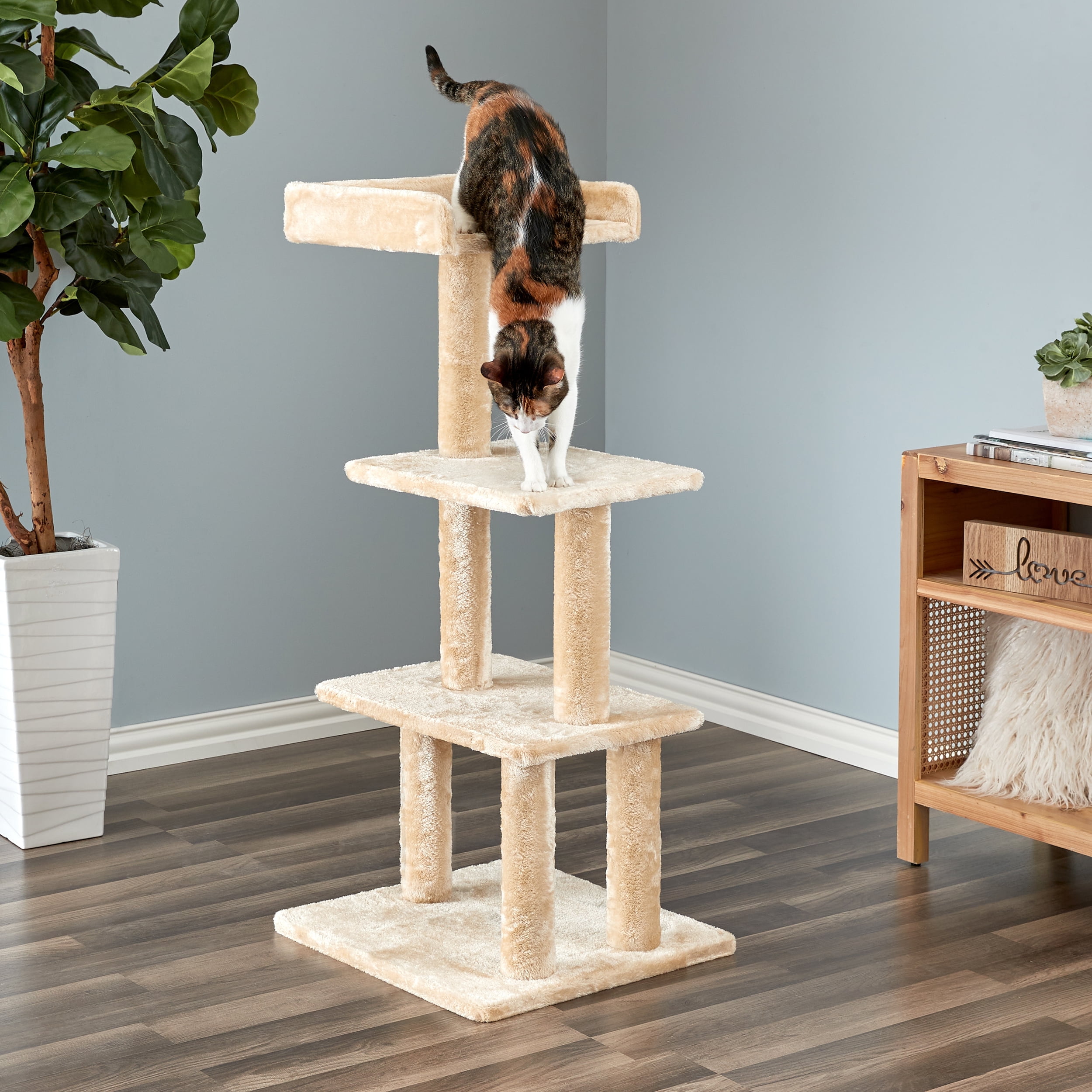 Two by Two Albany - Beige Scratching Post Cat Furniture - 44.1 in. Tall