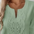 thumbnail image 6 of Women's Cotton Linen 3/4 Sleeve V Neck Lace Blouse Loose Fit Casual, 6 of 7