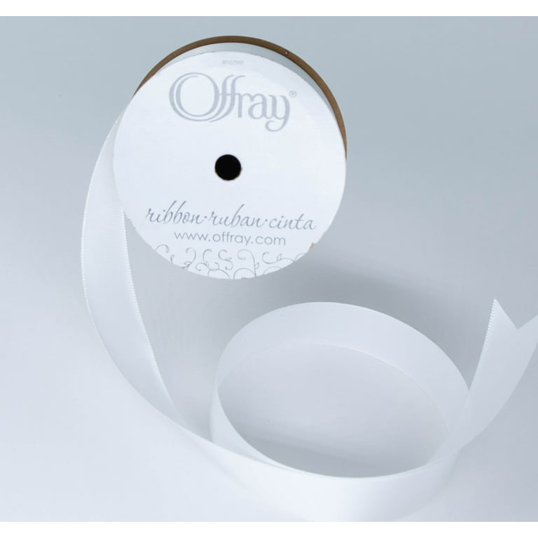 Offray 1.5 Satin Single Face White Ribbon - 12 ft