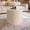 Milk White - 17", variant on Noble House Halvion 17" Cylinder Sintered Stone Coffee Table with Leather Wrapped Frame, Modern Sofa Table, Black