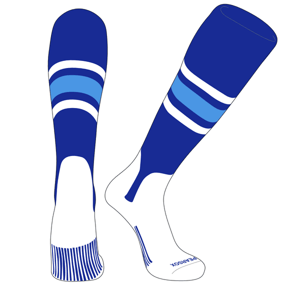 PEAR SOX OTC Baseball Softball Stirrup Socks (B, 5in) Royal, White, Sky Blue