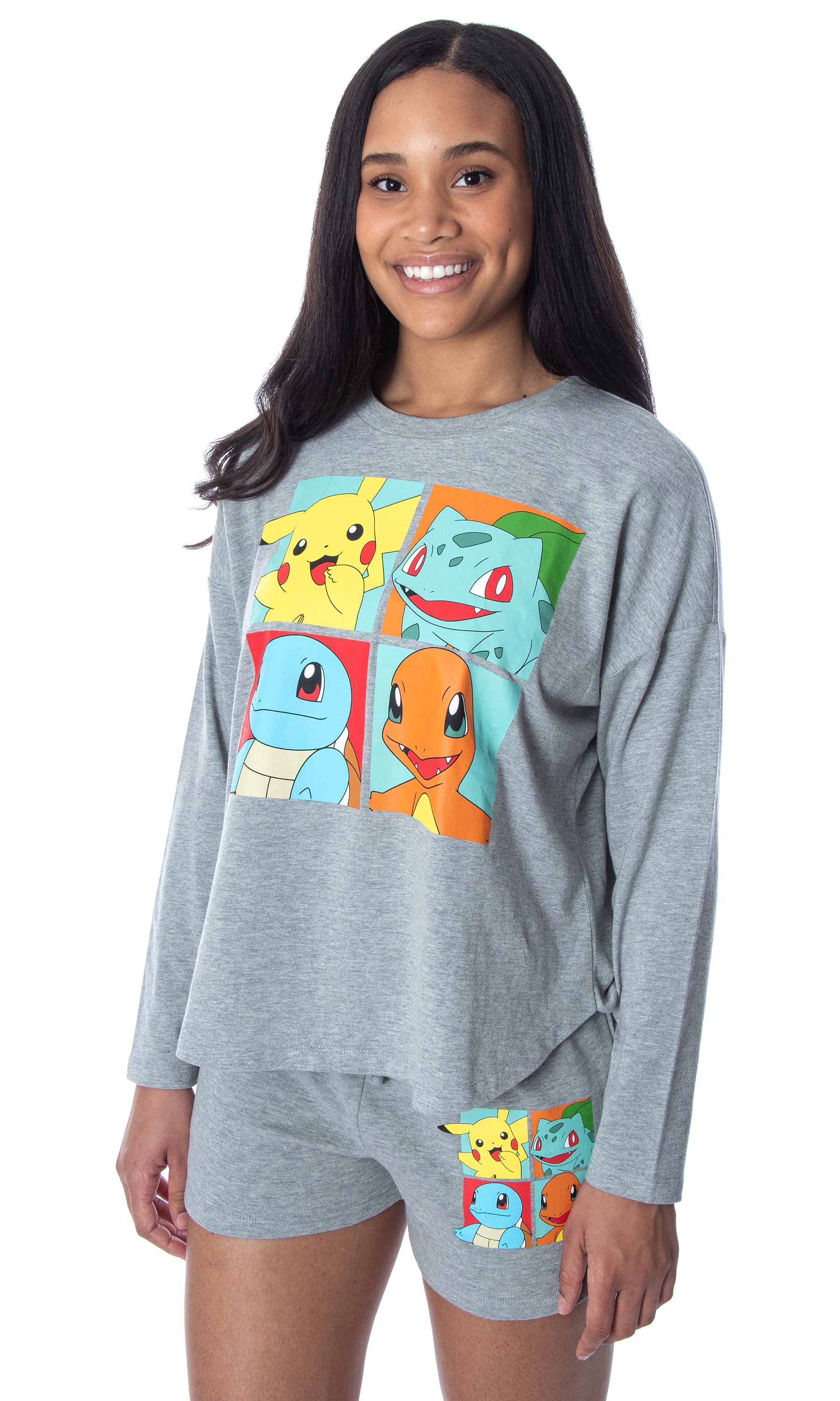 Pokemon Women's Starter Squares 2 Piece Loungewear Pajama Set LS Shirt  Shorts M - Walmart.com