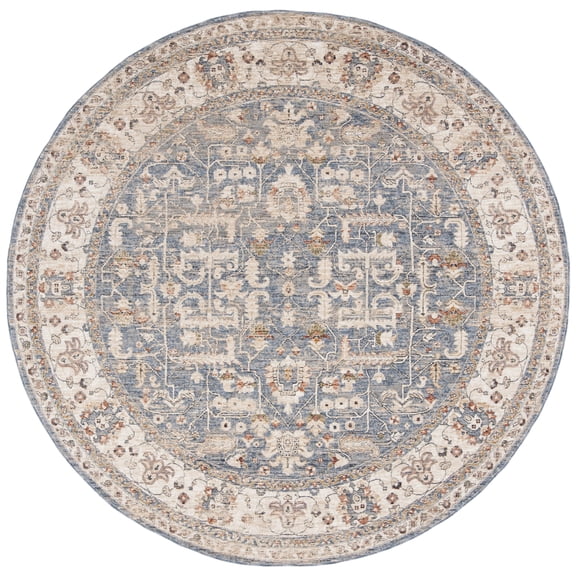 Safavieh Heirloom Selena Oriental Polyester Area Rug, Light Blue/Ivory, 6'7" x 6'7" Round