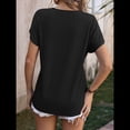 thumbnail image 4 of Blusa Informal de Verano para Mujer, con Cuello en V, Corta, Holgada, Básica y . Negro L, 4 of 8