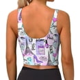 thumbnail image 4 of Goofa Eiffel Tower and Hearts Printed Sports Bras for Women, High Impact Running Bra Workout Crop Tank Tops Longline Sports Bra Push up-Medium, 4 of 9