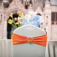 thumbnail image 1 of Efavormart 5 Pack Orange Stretch Spandex Chair Sash With Silver Diamond Sash Pin Banquet Chair Band for Event Decor, 1 of 2