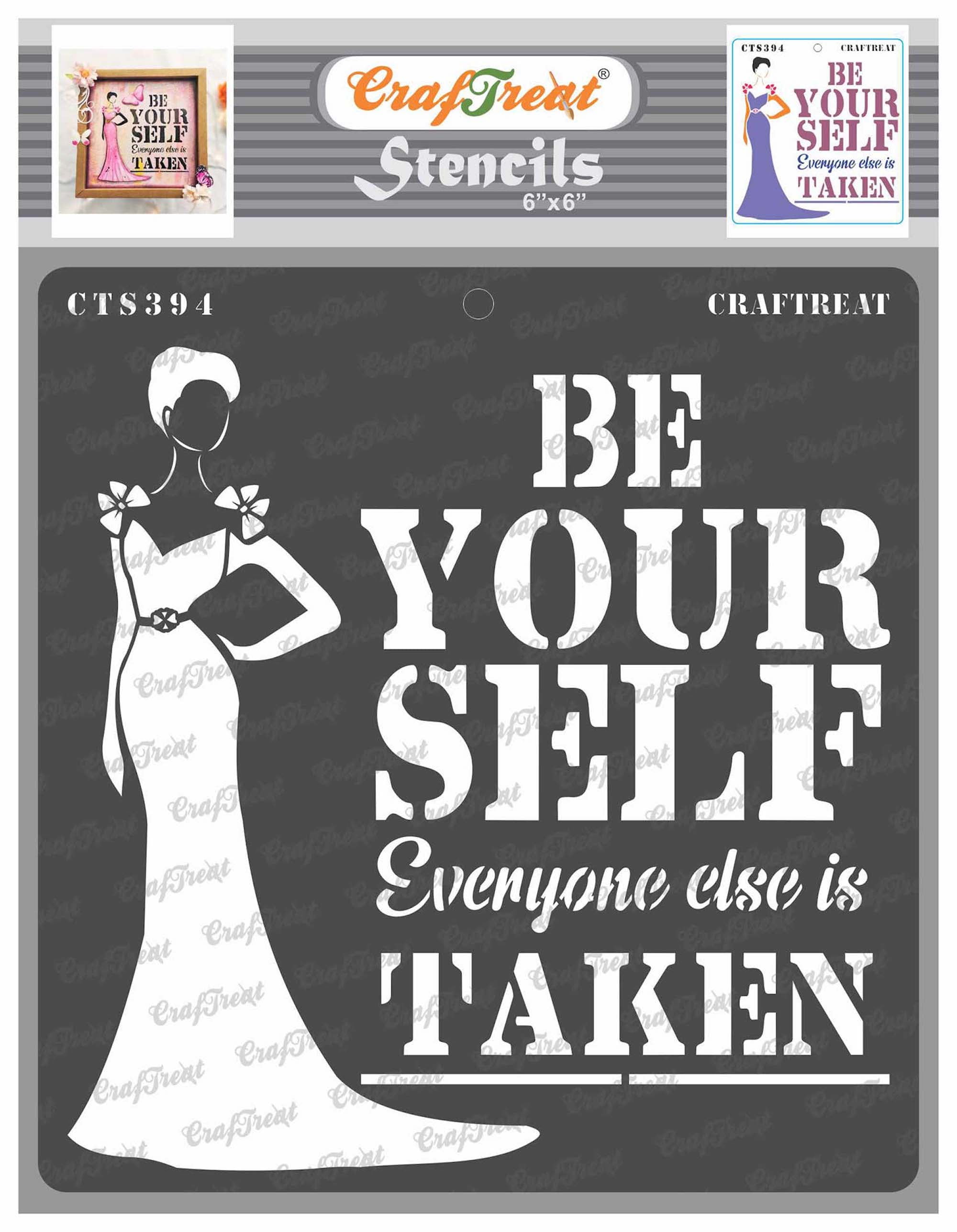 CrafTreat Be Yourself Quote Stencil for Painting and Crafting 6"x6