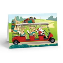 Golf Christmas Card - Funny Golfing Christmas Cards - Santa's Golf Cart - 10012