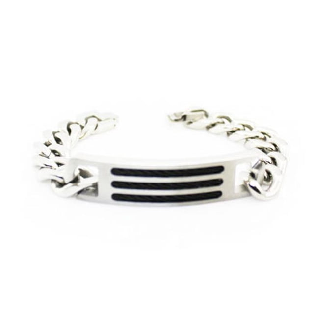 Mens Stainless Steel Curb Chain ID Bracelet 8.75 in.