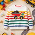 thumbnail image 2 of Gerichy Kids Crewneck Sweatshirt Boys Pullover Sweater Long Sleeve Shirts Dinosaur Striped Truck Top Clothes 2T-8T, 2 of 7
