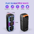 thumbnail image 5 of Portable Bluetooth Party Speaker, handheld Dual 4‘’ Speakers Party Stereo Subwoofer RGB Lights Karaoke Heavy Bass with Mic (Optional) for TWS/U Disk/TF, 5 of 15