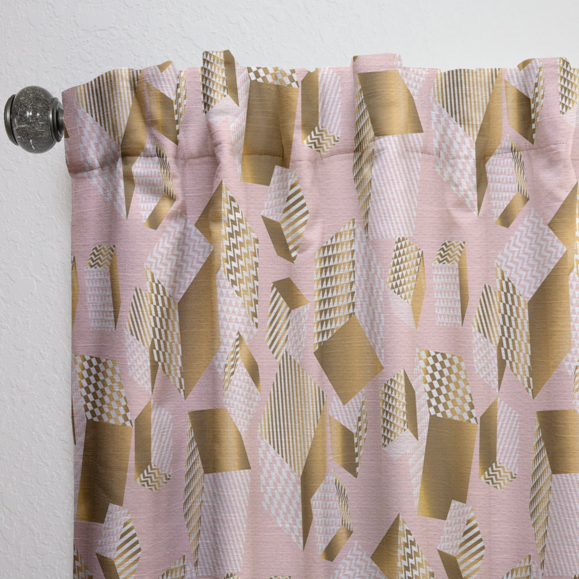 Designart 'Rose and Gold Cubes II' Mid-Century Modern Curtain Panel