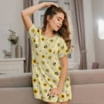 thumbnail image 3 of Naloa Sunflowers Bee Print Women Nightgowns,Womens Loungewear,Short Sleeve Sleepwear,Comfy Ladies Nightdress, 3 of 6