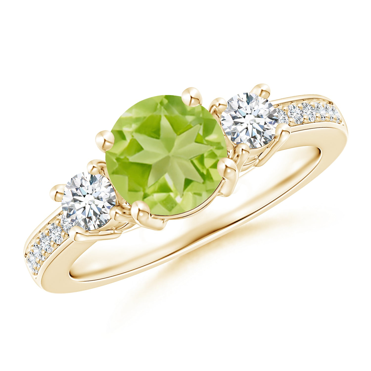 Colored Gemstones Gemstone Sterling Silver and 14K Peridot Diamond Ring Size 7