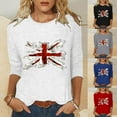 thumbnail image 5 of WREESH Womens Great Britain Uk Flag T-Shirts Casual 3/4 Sleeve T-Shirts Crewneck Tunic Tops Basic Graphic Tees Loose Pullover Blouses Blue, 5 of 5