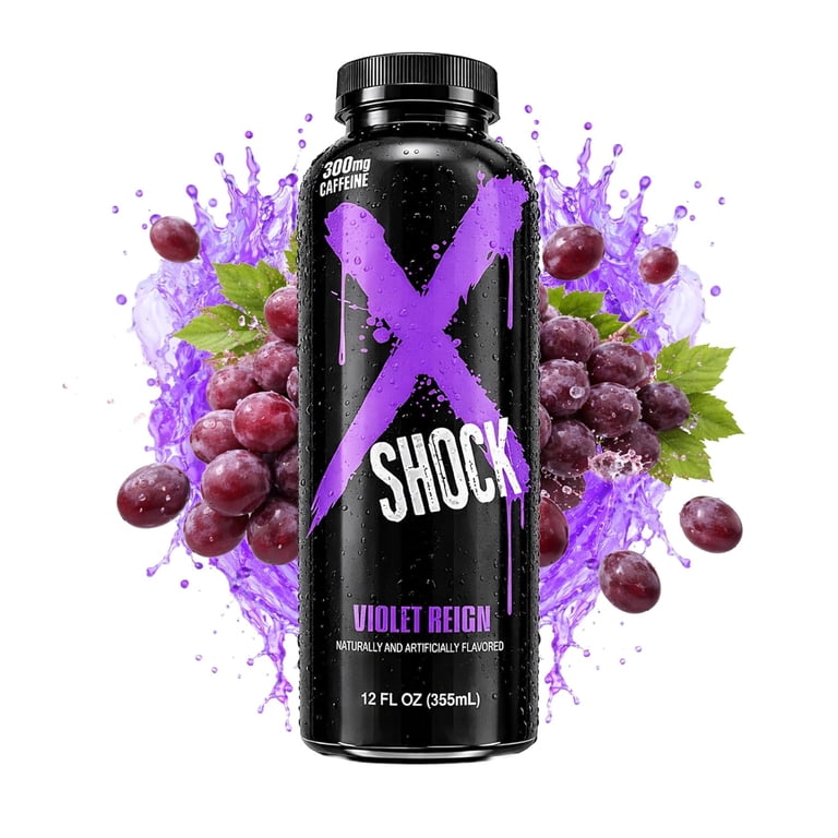 Xtreme Shock XSHOCKLABS RTD Pre-Workout Energy Drink, Grape, Sugar
