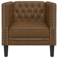 thumbnail image 2 of vidaXL Chesterfield Sofa Chair Brown Faux Suede Leather, 2 of 5