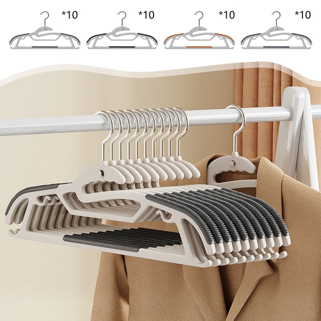 Plastic Clothes Hangers 10Pcs Black Wide Shoulder Clothes Hangers Non-Marking Non-Slip Extra Thick Large Space Saving for All Clothes Wet or Dry Use Rkxzt