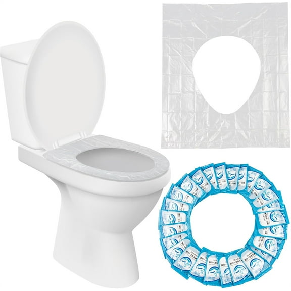 NOGIS 60 Pack Disposable Plastic Toilet Seat Cover Non Slip Individually Wrapped for Travel Perfect for Potty Training Ideal for Adults