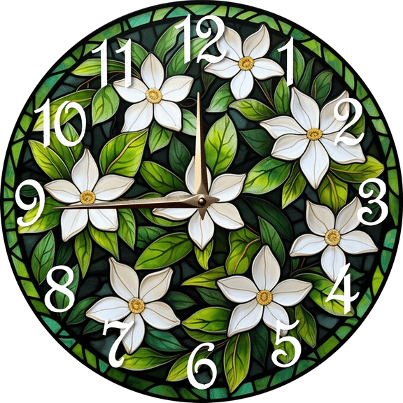 Eveokoki Wooden Wall Clock Silent Non-Ticking,Frangipani Vintage Round Wall Clocks Decor for Home Kitchen Living Room Office, Battery Operated(10 Inch)