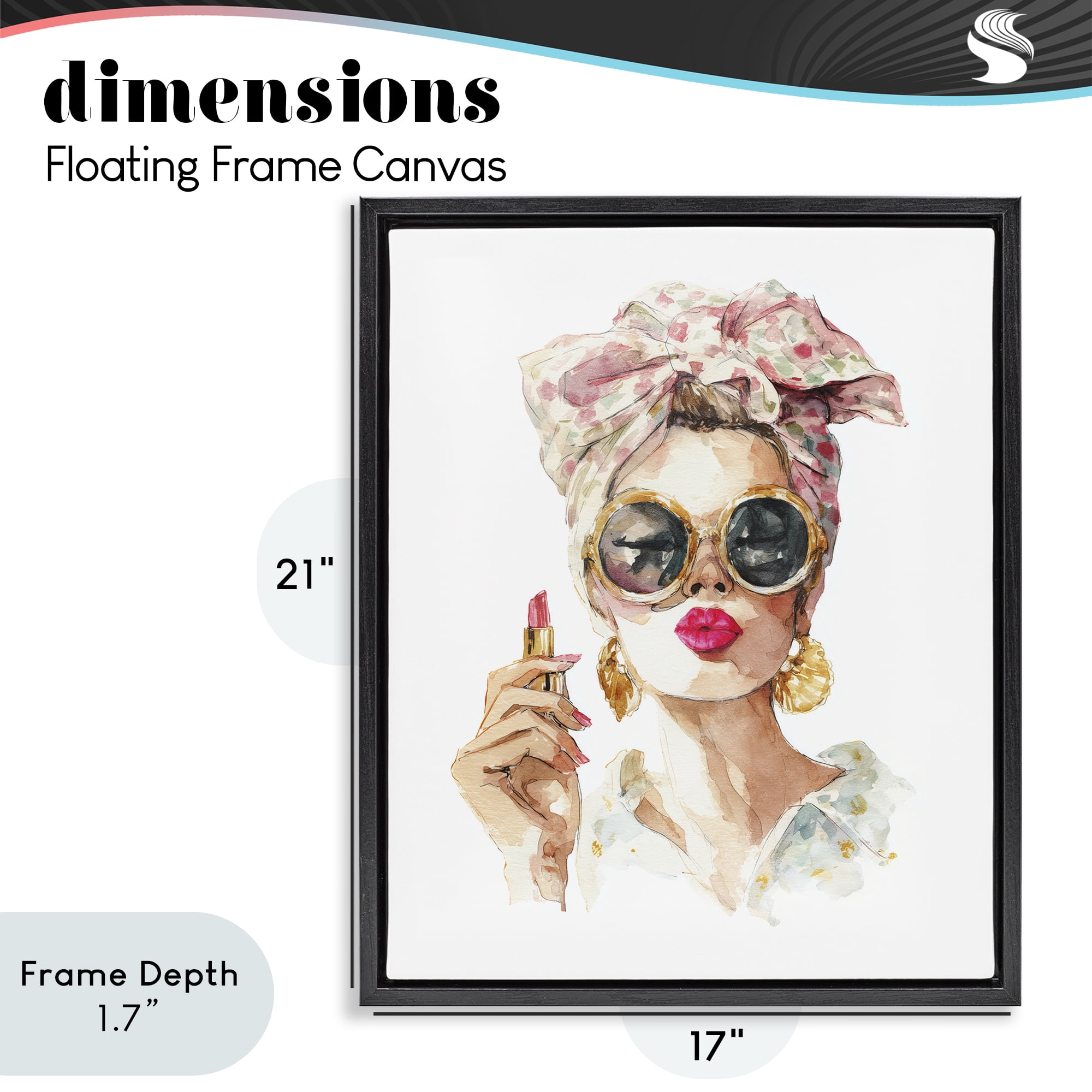 Stupell Industries Feminine Lipstick Spell Black Framed Floater Canvas Wall Art, design by Svetlana Aleynikova