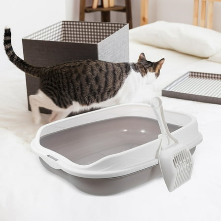 AURARMLET Large Capacity Grey Cat Litter Box with Top Entry Design for Easy Cleaning