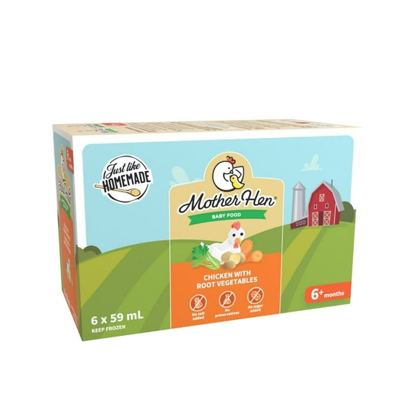 Mother Hen Stage 1 Baby Food Chicken with Root Vegetables Purée Meal for Babies 6 Months+, No Salt or Sugar Added, 6x59 ml