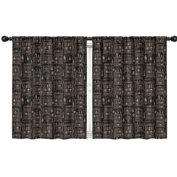 Blackout Kids Curtains,Black Gothic Skull Bookcase Pattern Childrens Insulated Curtains Set Of 2,Bedroom Essentials,Toddler Room Decor 42x54in(106x137cm)