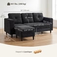 thumbnail image 3 of HOMCOM Canapé Sectionnel avec Méridienne Interchangeable, Canapé en L de 76 Pouces, Noir, 3 of 10