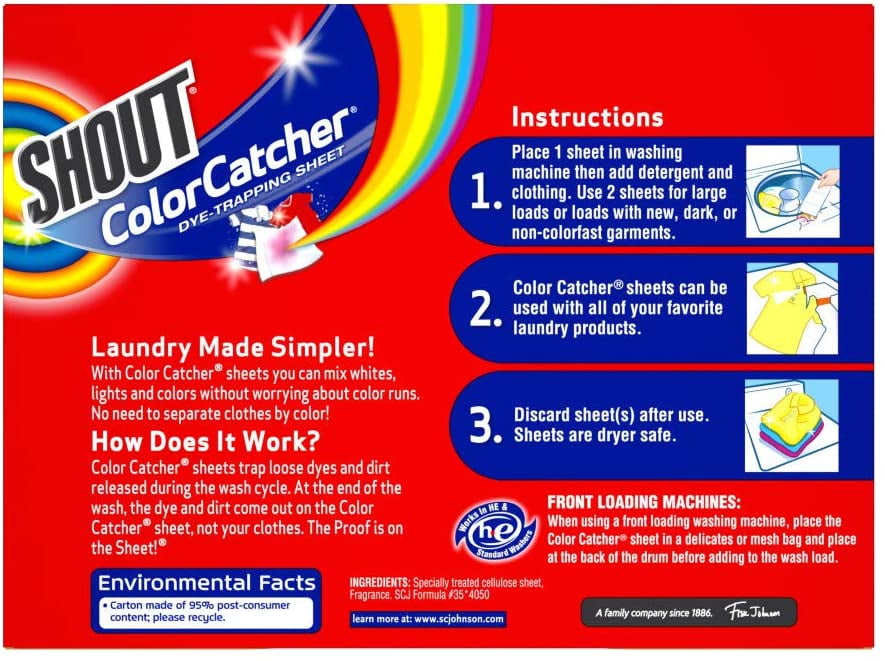 S.c. Johnson Shout Color Catcher In-Wash Dye Trapping Sheets - 72 Count  Reviews 2024