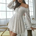 thumbnail image 2 of ICHUANYI Women's Summer Mbroidered Lace One Shoulder Short Skirt Sweet Beauty Style, 2 of 7