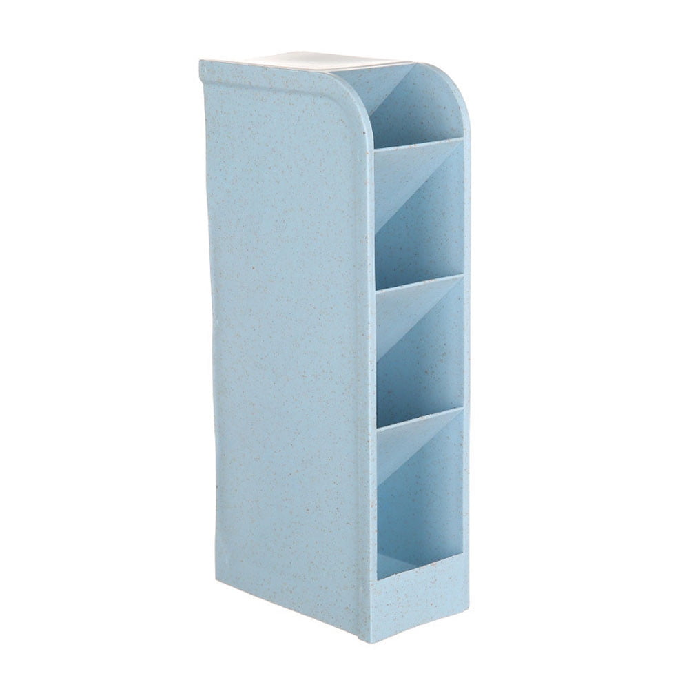 4 Compartment Storage Box, Xinsrenus Plastic Desk Organizer Caddy, Cosmetic Underwear Office Drawer Organizer for Makeup Socks Kitchen Supplies, Light Blue