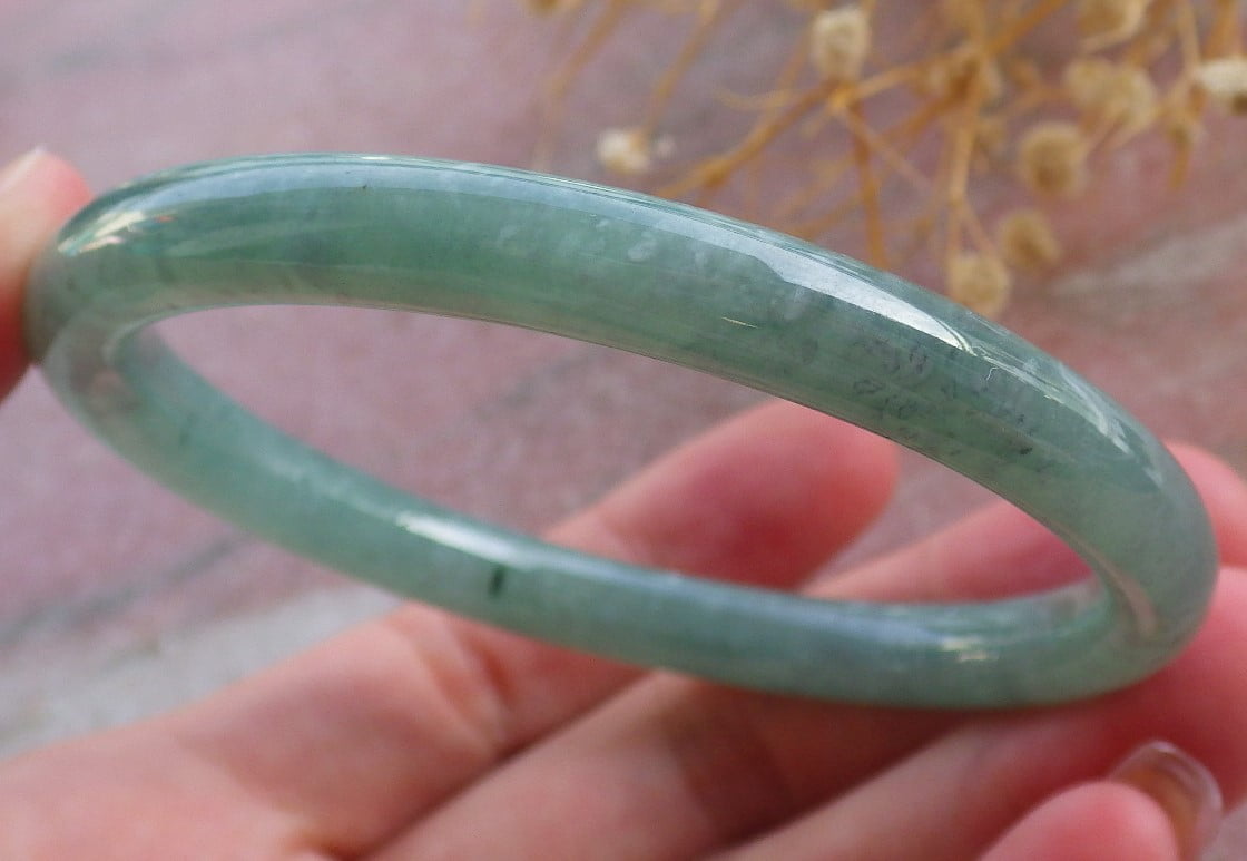 Icy Green Natural A JADE Jadeite Circle Bangle Bracelet 58 mm 683733 TN