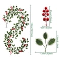 thumbnail image 4 of Christmas Holly Garland with Berry & Poinsettia, 6.4ft Flexible Vine Garland with Green Leaves & Red Berries, Realistic Faux Greenery Hanging Decor for Mantel, Wall, Door & Holiday, 4 of 8