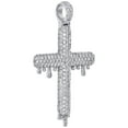 thumbnail image 2 of 10K White Gold Genuine Round Diamond Drip Cross Pendant Mens 2" Charm 3.82 CT., 2 of 6