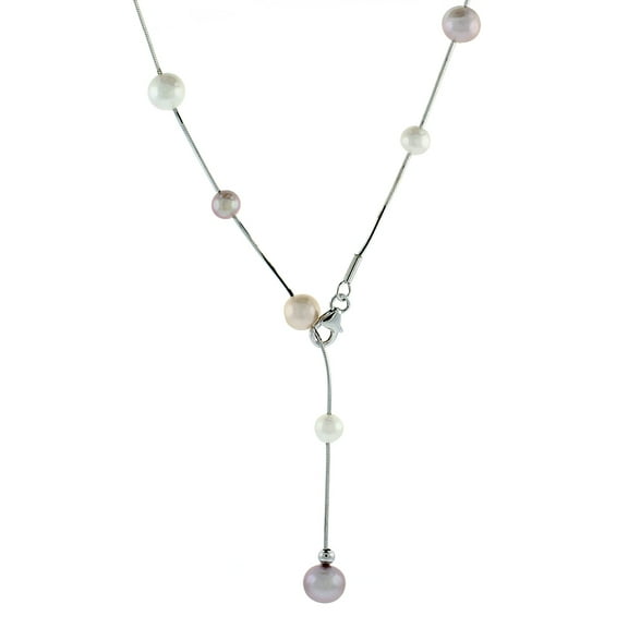 925 Sterling Silver 7.5mm & 8mm Freshwater Pearl Chain Necklace