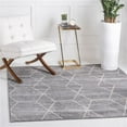 thumbnail image 1 of Unique Loom 3151525 3 x 3 ft. Geometric Trellis Frieze Square Rug, Light Gray, 1 of 15