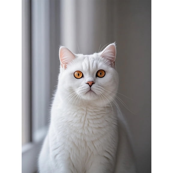 5D Diamond Painting DIY Kits White British Shorthair Cat Kitten Diamond Art Full Round Drill Rhinestones by Number Embroidery Arts and Crafts for Living Room Home Wall Decor 12x16 inch / 30x40cm