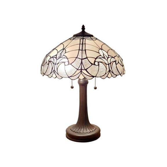 Amora Lighting Tiffany Style White Table Lamp  White