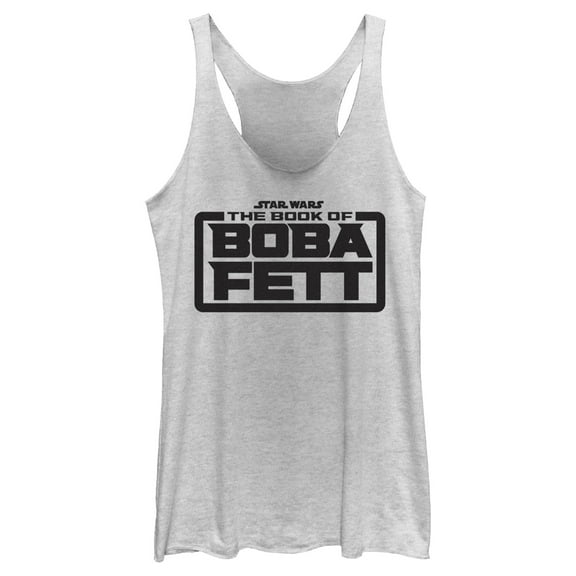 Women's Star Wars: The Book of Boba Fett Black Logo Racerback Tank Top White Heather Medium