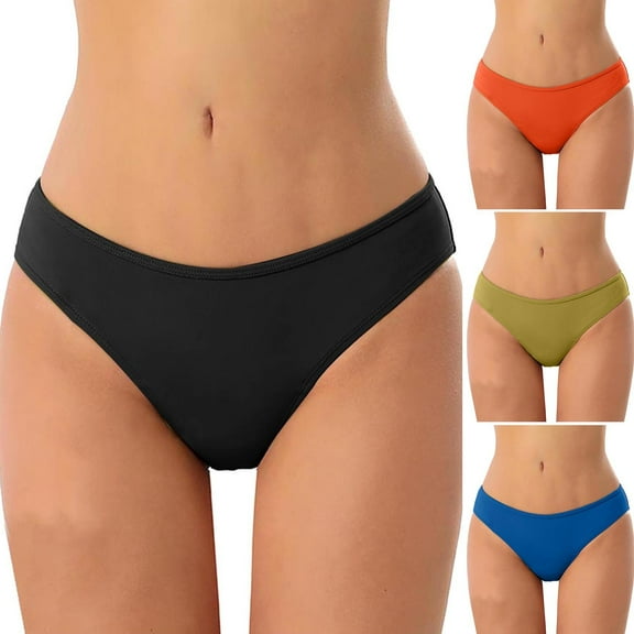 felwors Women's Plus Size Low-Rise Full Coverage Bikini Bottoms – Classic Scoop Cut, Fully Lined Stretch Swimwear (Navy, L)